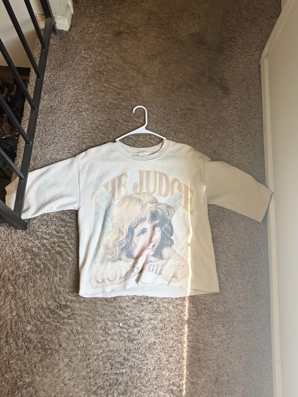 Cream Graphic Kids Sweatshirt with Angel Print